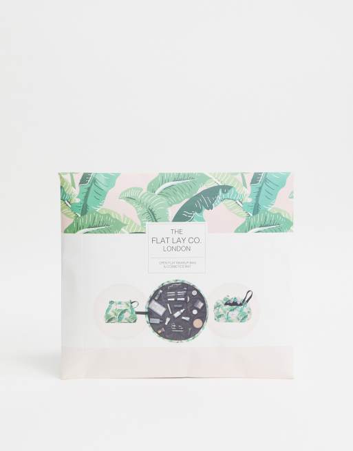 Lazy Flat Lay Drawstring Makeup Bag, Tropical Print