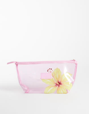 Flat Lay Company The Flat Lay Co. Essential Makeup Pouch - Yellow Hibiscus In Pink