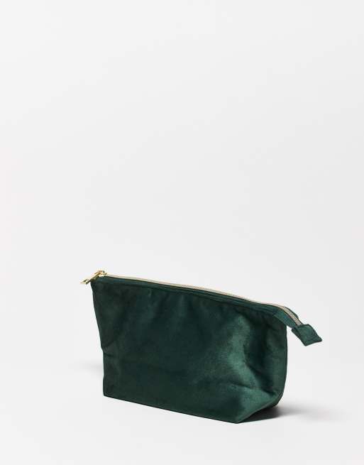 The Flat Lay Co. - Essential - Pochette con foglie ricamate verde effetto velluto, 2 di 3