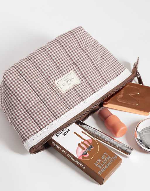 The Flat Lay Co. Essential Pouch - Mocha Gingham with Frill, 2 of 3