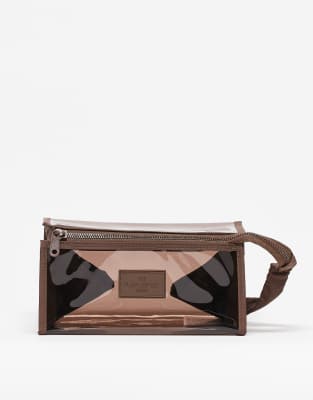 The Flat Lay Co. - Exclusivité ASOS - Trousse à maquillage caoutchoutée plate - Marron expresso-Brown