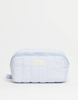 Flat Lay Company The Flat Lay Co. Marshmallow Flat Lay Makeup Box Bag - Cozy Cotton Blue Stripes