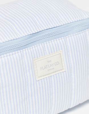 Flat Lay Company The Flat Lay Co. Marshmallow Flat Lay Makeup Box Bag - Cozy Cotton Blue Stripes In Blue