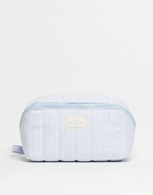 The Flat Lay Co. - Marshmallow - Trousse de toilette rectangulaire à rayures - Cosy Cotton Blue-Bleu