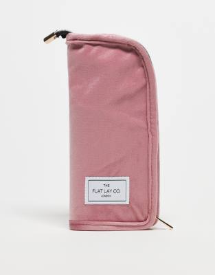 The Flat Lay Co. - Trousse à maquillage rigide - Velours rose