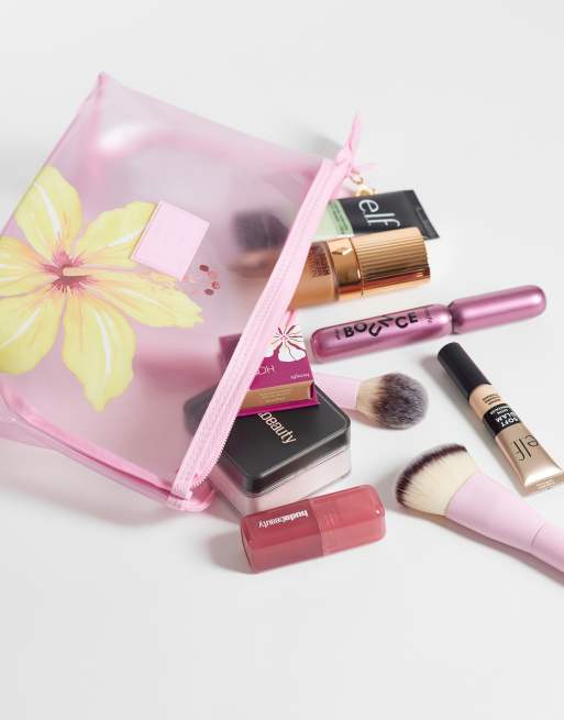 The Flat Lay Co. - Trousse de maquillage basique à motif hibiscus - Jaune, 2 de 4