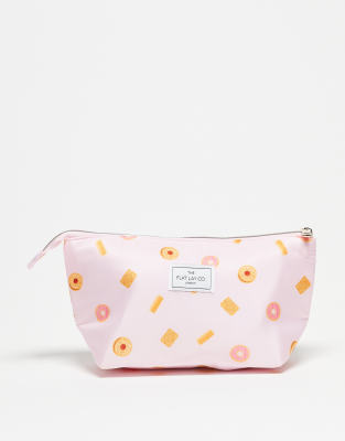 The Flat Lay Co. x ASOS - Exclusive - Basic-Kosmetiktasche mit Keksmuster-Brown