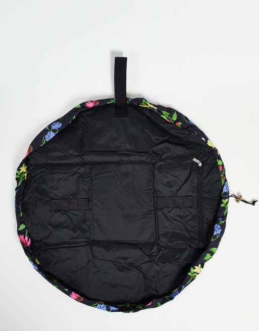 The Flat Lay Co. X ASOS Exclusive Drawstring Makeup Bag Black Flower Print