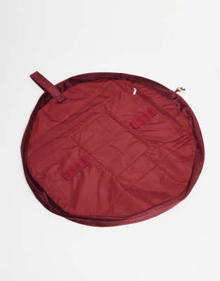 Flat Lay Company The Flat Lay Co. X Asos Exclusive Drawstring Makeup Bag - Burgundy Velvet Bow-red In Red
