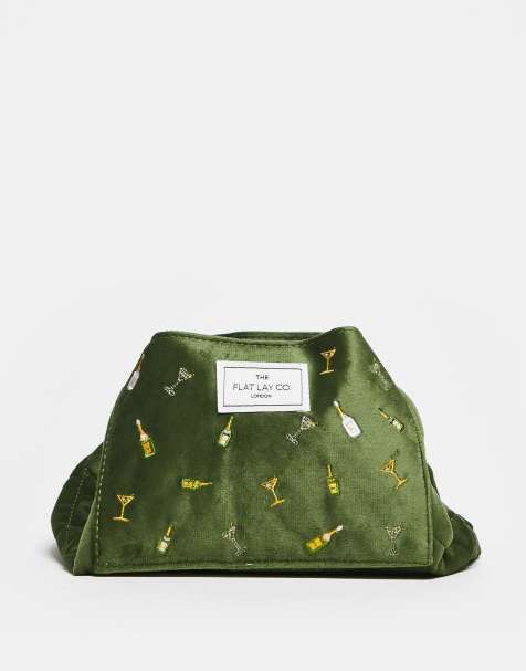 The Flat Lay Co. x ASOS Exclusive Drawstring Makeup Bag - Drinks Embroidered Velvet - view 1