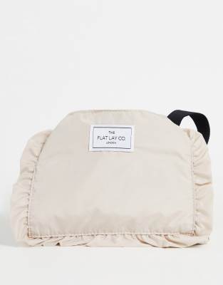 Flat Lay Company The Flat Lay Co. X ASOS EXCLUSIVE Drawstring Makeup Bag in Greige Frill-Multi