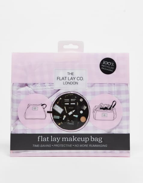 The Flat Lay Co. x ASOS Exclusive Drawstring Makeup Bag in Lilac Gingham - view 1