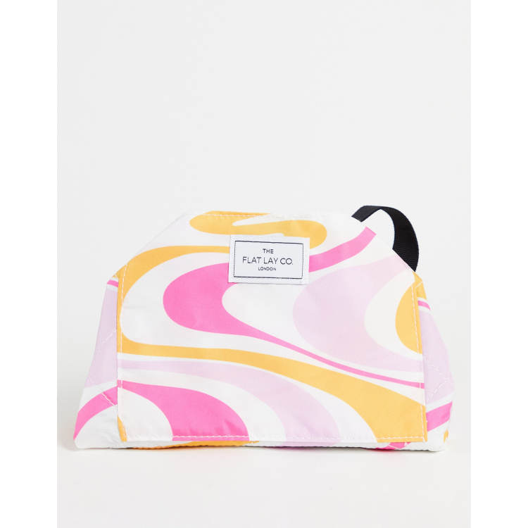 The Flat Lay Co. X ASOS EXCLUSIVE Drawstring Makeup Bag in Pink Swirl Print