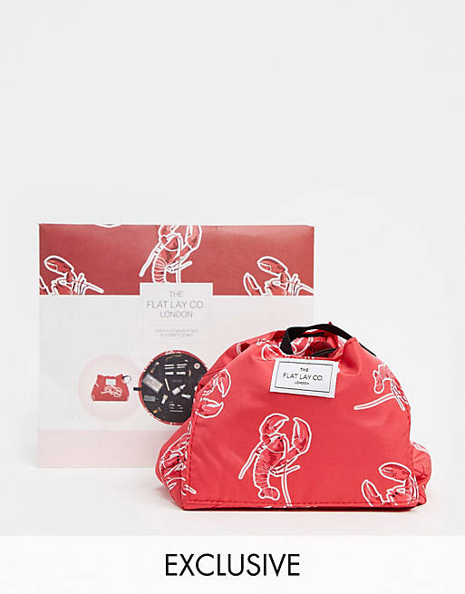 The Flat Lay Co. X ASOS Exclusive Drawstring Makeup Bag - Lobsters Print