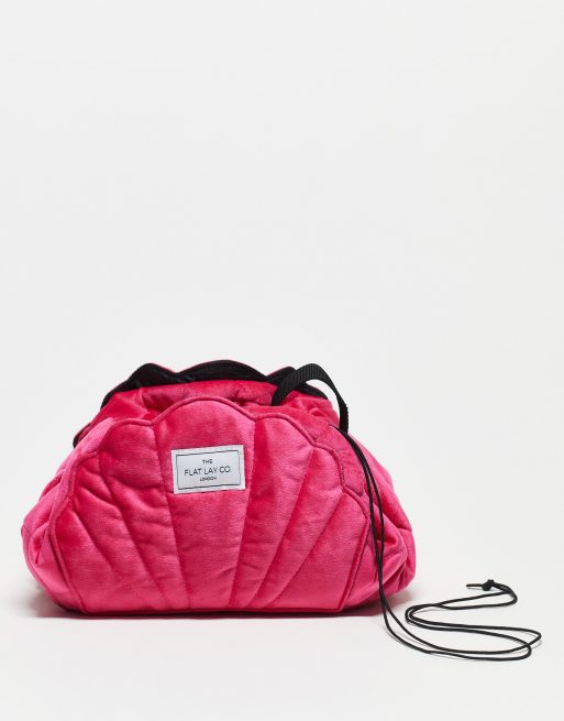 The Flat Lay Co. Drawstring Makeup Bag - Pink Velvet