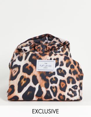 Flat Lay Company The Flat Lay Co. X ASOS Exclusive Drawstring Makeup Bag - Warped Leopard Print-Multi