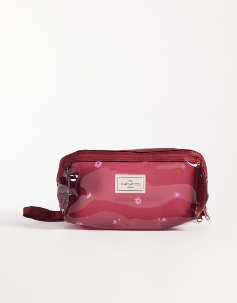 The Flat Lay Co. X ASOS Exclusive Jelly Flat Lay Makeup Box Bag - Ditsy Floral Burgundy - view 1