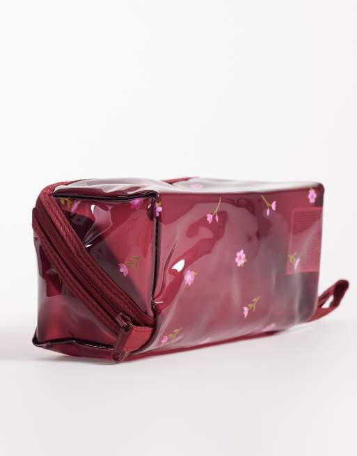 The Flat Lay Co. X ASOS Exclusive Jelly Flat Lay Makeup Box Bag - Ditsy Floral Burgundy, 2 of 3