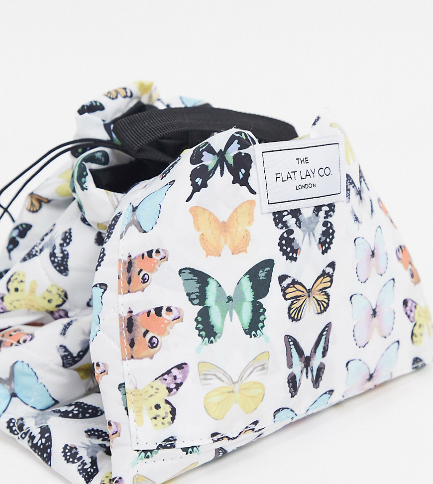 The Flat Lay Co. X ASOS - Exclusive - Make-up tas met trekkoord in vlinderprint-Zonder kleur