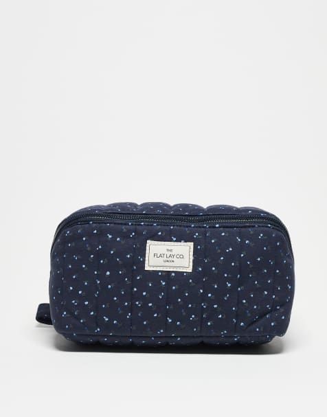 The Flat Lay Co. x ASOS Exclusive Marshmallow Flat Lay Makeup Box Bag - Navy Blue Ditsy Floral - view 1