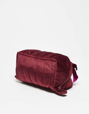 Flat Lay Company The Flat Lay Co. X Asos Exclusive Marshmallow Makeup Box Bag - Burgundy Velvet Bow-red In Red