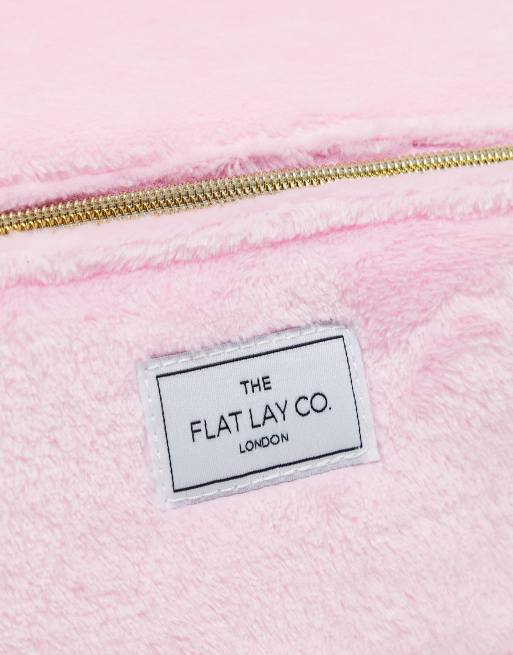 The Flat Lay Co. X ASOS EXCLUSIVE Open Flat Makeup Box Bag Fluffy Pink Gingham