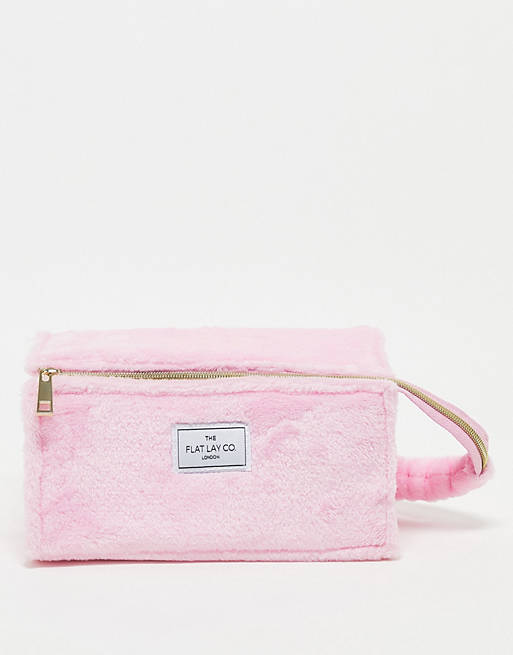 The Flat Lay Co. x ASOS Exclusive Open Flat Makeup Box Bag - Fluffy Pink Gingham 