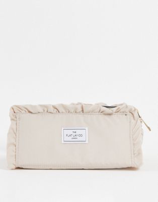 The Flat Lay Co. X ASOS EXCLUSIVE Open Flat Makeup Box Bag Greige Frill