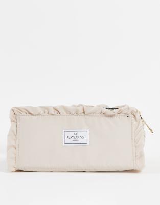 The Flat Lay Co. X ASOS EXCLUSIVE Open Flat Makeup Box Bag Greige Frill