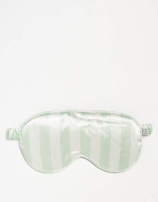 The Flat Lay Co. x ASOS EXCLUSIVE Oversized Eyemask - Satin Sage Green Stripe