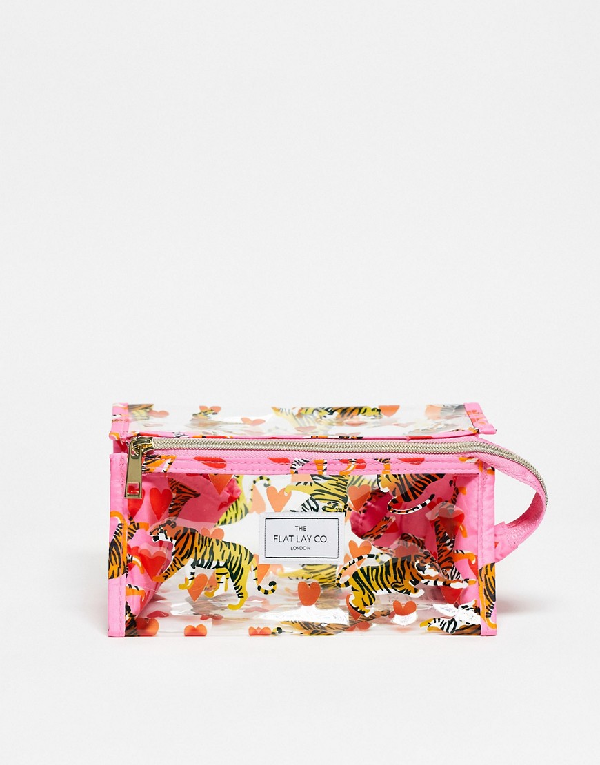 The Flat Lay Co. X ASOS EXCLUSIVE Perspx Box Bag - Pink Tigers and Hearts-Multi