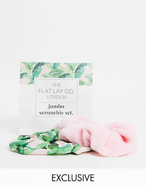 The Flat Lay Co. X ASOS Exclusive Pink Jumbo Scrunchie Set