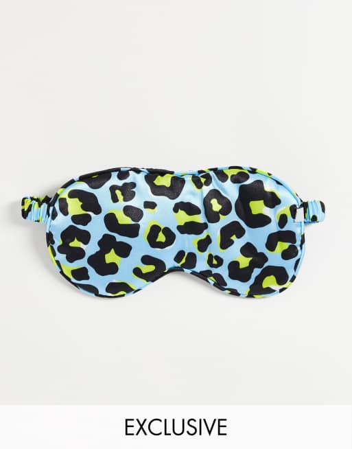 The Flat Lay Co. X ASOS Exclusive - Slaapmasker in blauw met luipaardprint