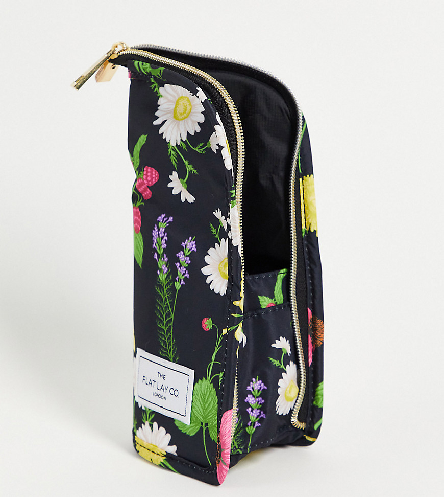 The Flat Lay Co. X ASOS Exclusive Standing Brush Case - Black Flower Print-Multi
