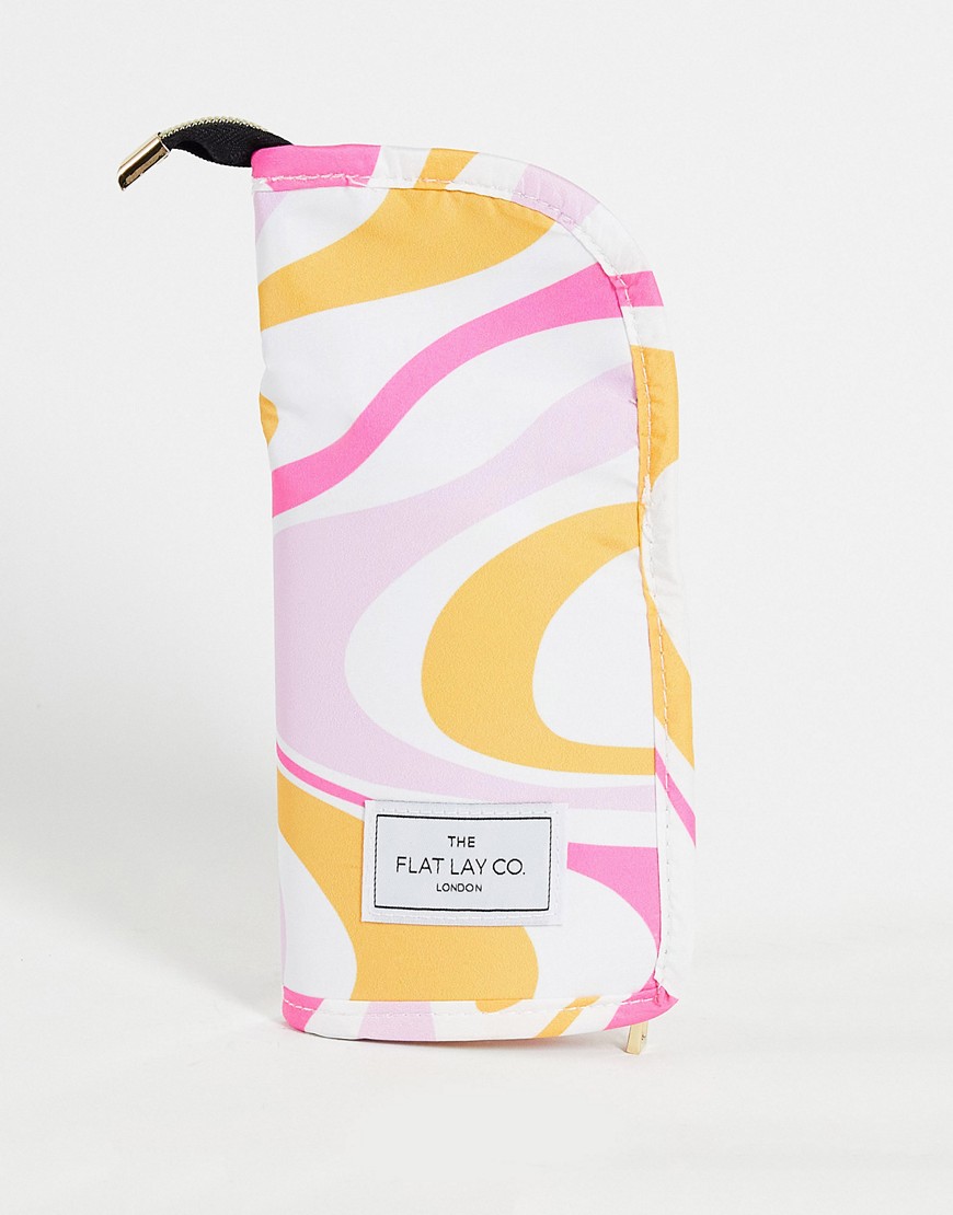 Flat Lay Company The Flat Lay Co. X Asos Exclusive Standing Brush Case In Pink Swirl Print-multi