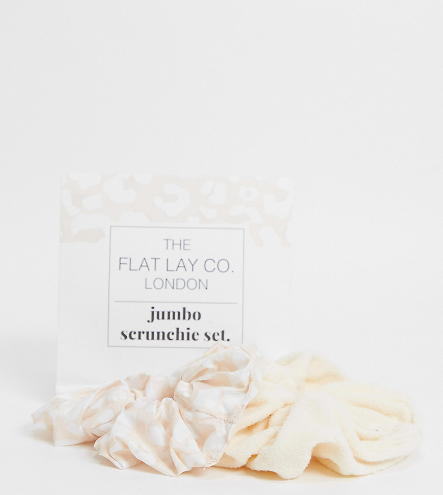 The Flat Lay Co. X ASOS - Exclusives - Neutrale jumbo scrunchie-set-Meerkleurig