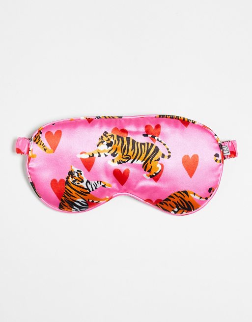 The Flat Lay Co. X ASOS Exclusives - Oversized oogmasker - Roze tijger- en hartjesprint