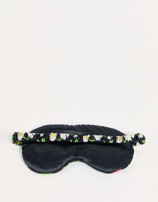 The Flat Lay Co. x ASOS - Exclusivité - Masque de sommeil oversize à imprimé fleuri - Noir, 4 de 4