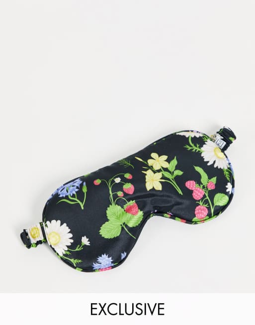 The Flat Lay Co. x ASOS – Exklusive Oversize-Schlafmaske mit Blumenmuster in Schwarz