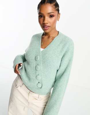 The Frolic Asymmetric Detail Cardigan In Aqua Heather-blue | ModeSens
