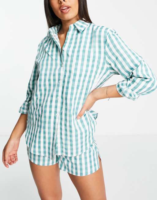 The Frolic Beach Shirt Co Ord In Blue Gingham Asos