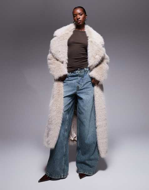 The Frolic - Beige maxifrakke med oversized krave i imiteret pels - Kun hos ASOS - view 1