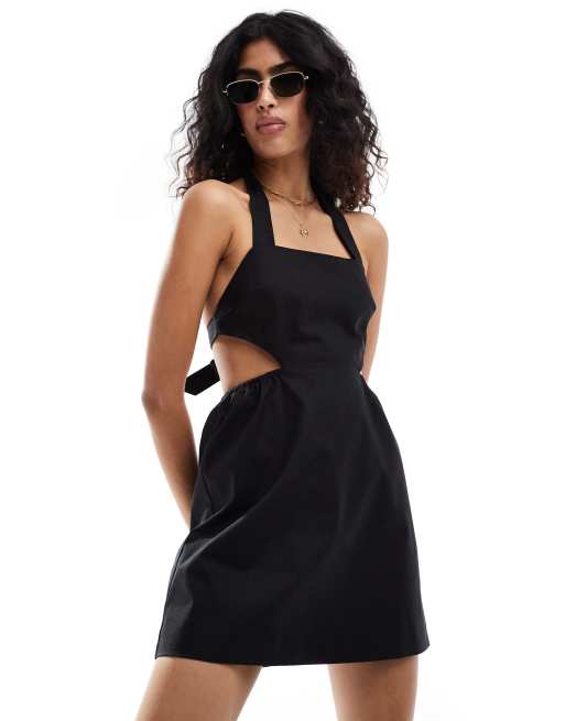 The Frolic - Birdie - Robe de plage courte avec dos ouvert et détail noué - Noir