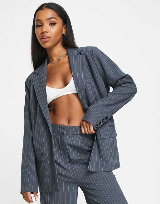 The Frolic - Blazer met krijtstreep in antracietgrijs, deel van co-ord set
