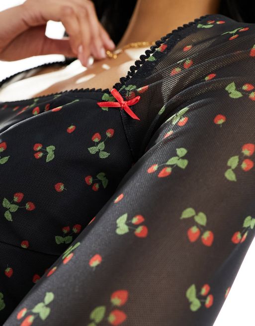 Red Strawberries Tan Tights - S/M
