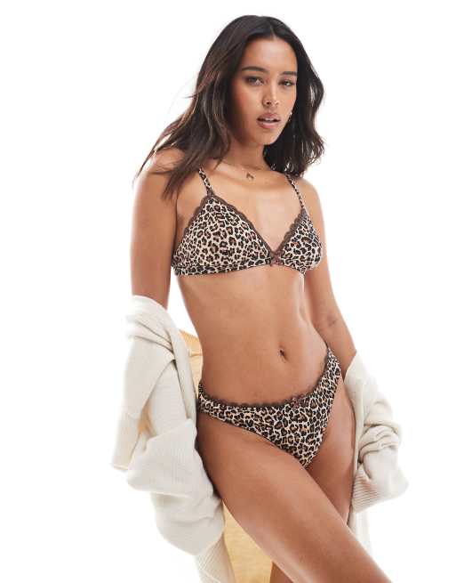 The Frolic - Brief med blondekant og leopardprint - Del af sæt - Kun hos ASOS   