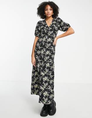 butterfly print midi dress