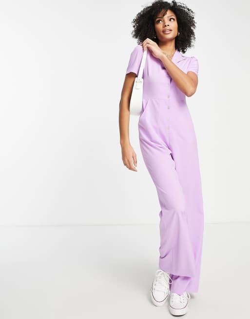 The Frolic button-through tailored jumpsuit in lilac