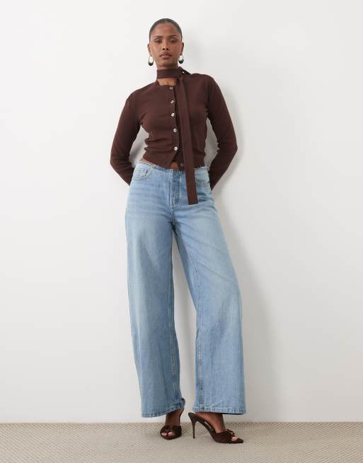 The Frolic cardigan exclusif avec détail écharpe chocolat, 4 de 4