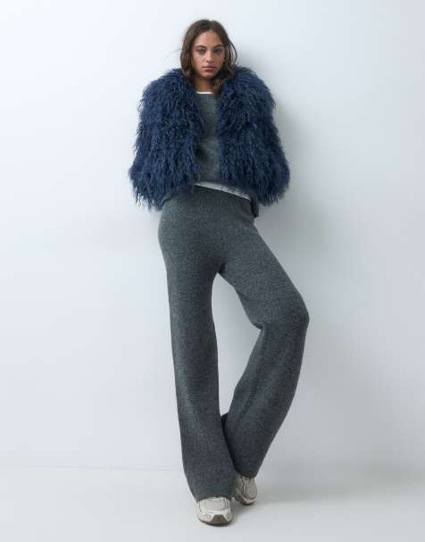 The Frolic chaqueta exclusiva con cuello extragrande de piel sintética en azul marino - view 1